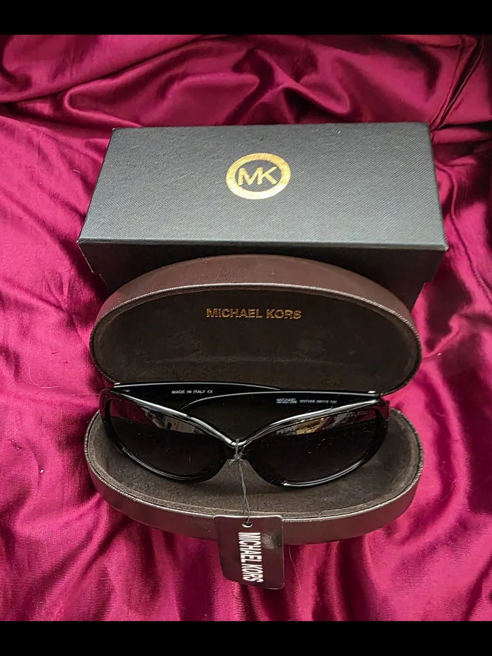 NEW Michael Kors Black Sunglasses with Brown Case